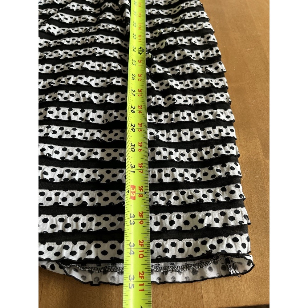 Ronni Nicole Women's Empire Waist Dress Short Sleeve B&W Sz 8 Ruffle Polka Dot - Picture 9 of 13